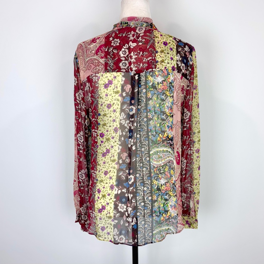 Zara patchwork print bow blouse - Picture 7 of 8